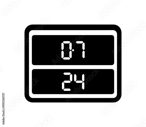 Digital Clock Icon Displaying 07:24 Time