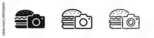 Food photography and burger restaurant icon set