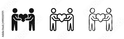 Help charity and partnership support icon set