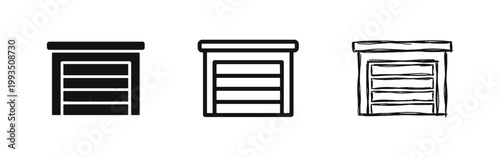 Garage Door Icon Set - Real Estate Storage and Parking Symbol
