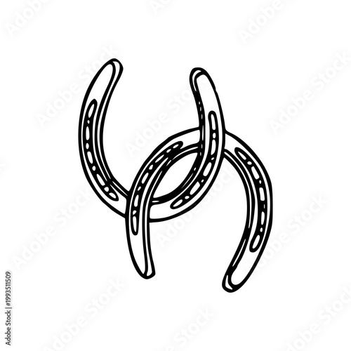 two interlocking horseshoe illustration for good luck symbol