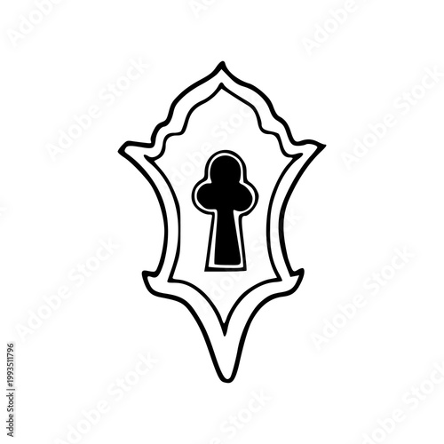 classic door lock hole vector element line art