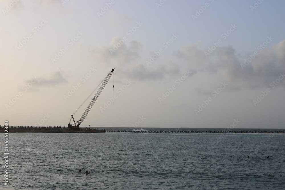 Obraz premium cranes in the harbor