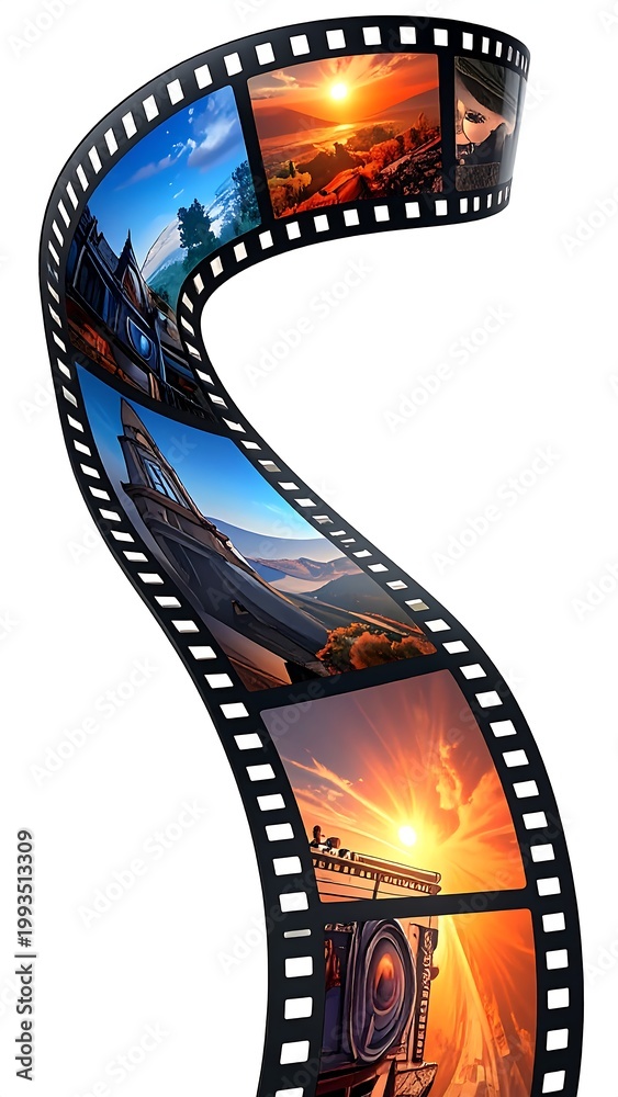 Naklejka premium Film strip with scenic landscape photos.