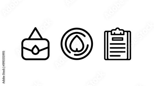 Set of minimalist line art icons for document management and status tracking with document checklist management business minimalist template environment progress information organization