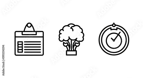 Workflow and task management icons featuring checklist document brainstorming concept and time progress circle checklist management brainstorming progress business document planning workflow