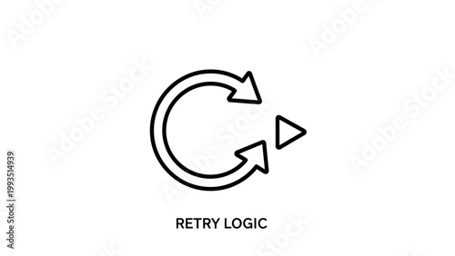 Retry logic concept circle arrow icon for software engineering with software engineering computing function programming development technology automated workflow repetition operation