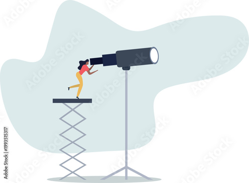 Long term plan or business strategy for far future, looking for opportunity, forecast and visionary, discover long term goal concept,person's life situation and his activities.