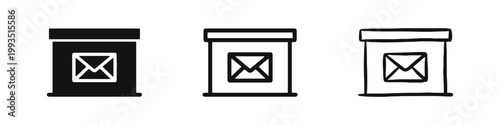 Inbox Mailbox with Envelope Icon Set for Message Delivery
