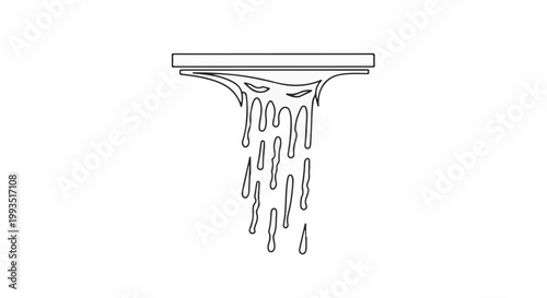 Abstract black and white illustration of melting or dripping lines