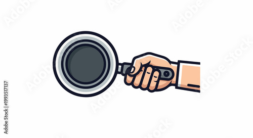 Cartoon hand holding a cooking pan, ready to prepare a meal