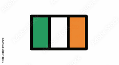 A simple, stylized representation of the flag of Ireland with a thick black border