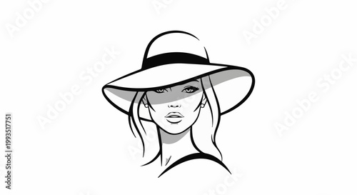 Stylish woman with wide-brimmed hat and dramatic shadow across face