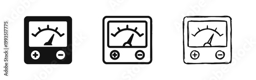 Analog Meter and Measurement Icons Set showing Gauge with Needle