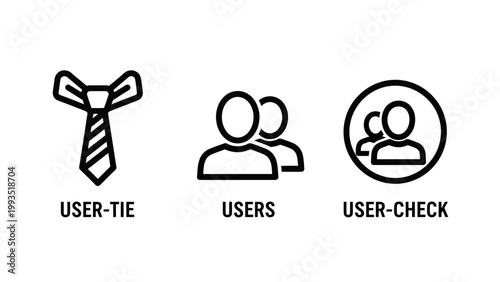 Tie icon group of people icon user check icon in a circle line art individual personnel employee customer management business professional verification confirmation selection