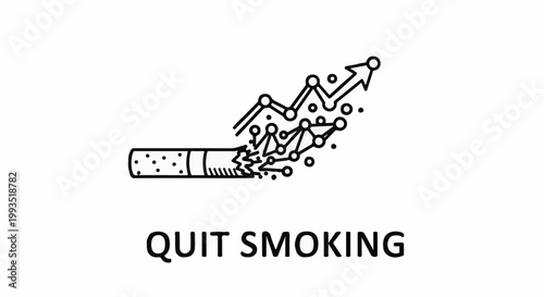 Broken cigarette transforms into an upward trending graph