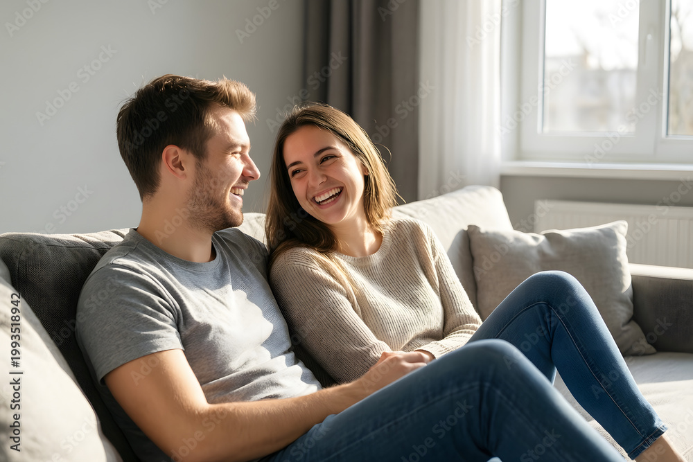 Obraz premium Happy Europe Couple Relaxing at Home