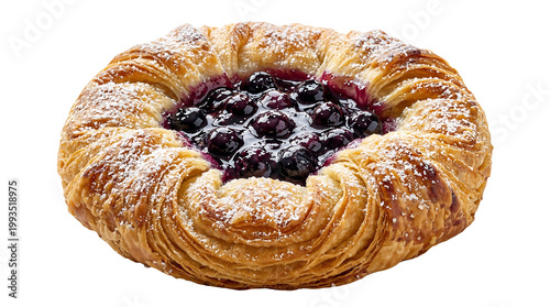 Delicious blueberry danish pastry with on transparent background