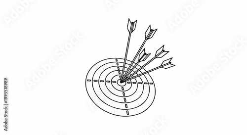 Multiple arrows hit a target, some arrows in center