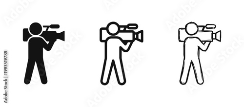 Cameraman and Video Production Icon Set for Media and Film