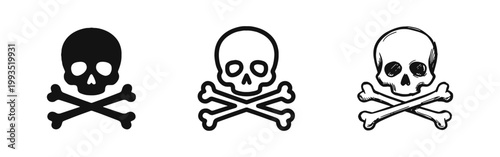 Danger and Warning Skull and Crossbones Icon Set