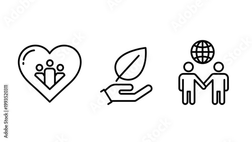 Community and environmental responsibility concepts icons with community environmental responsibility partnership sustainability together connection collaboration wellness cooperation