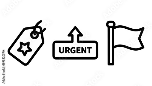 Business priority and task management icons set with priority management business important organization deadline workflow planning productivity corporate graphics isolated background