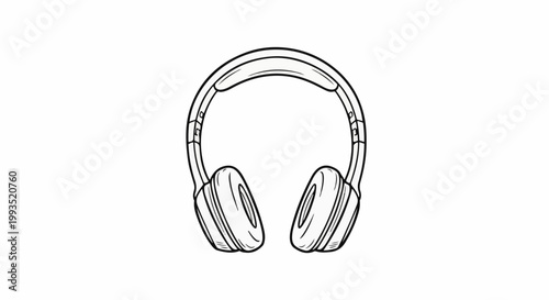Line art sketch of a pair of over-ear headphones