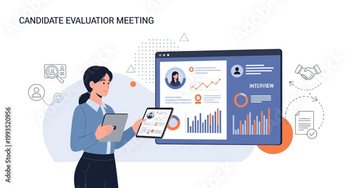 Candidate Evaluation Meeting: HR Manager Reviews Candidate Profile and Data
