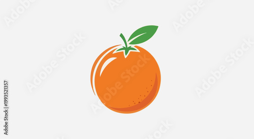 Simple graphic of an orange with a leaf and stem