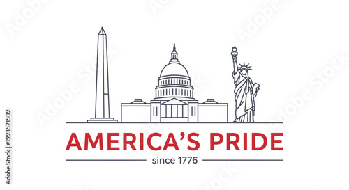 American patriotic logo, USA landmarks icon, vector illustration, America's Pride