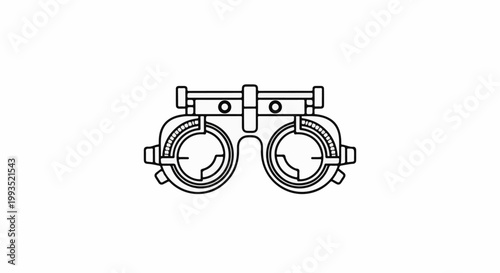Detailed outline illustration of an optometry trial frame for eye exams