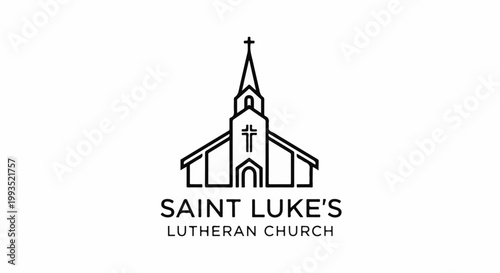 Minimalist icon of a church with a steeple and cross