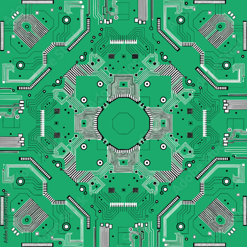 Printed Circuit Board Design – Green Electronics Background Vector