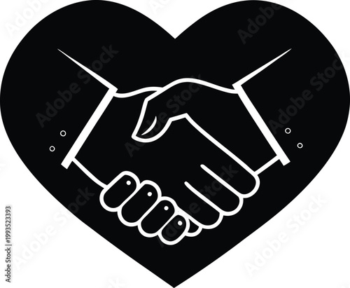 Heart Shaped Icon Featuring a Business Handshake for Trust and Relationship Building
