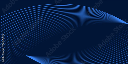 Blue glowing curve lines on navy dark background
