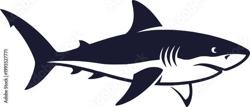 Striking Shark Silhouette - A Powerful Marine Predator Illustration.