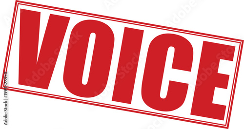 Red vector graphic illustration with the word voice in bold red lettering