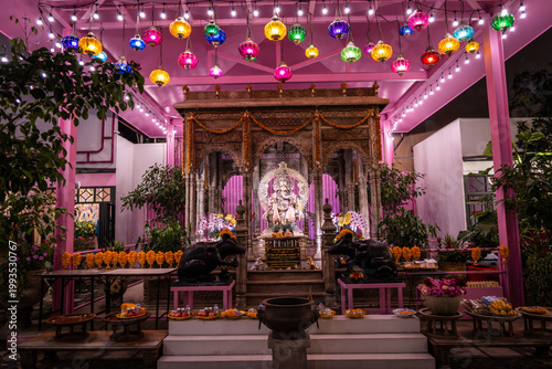 Foto Buddhist Temple Shrine Colorful Lanterns Pink Light Yi Peng