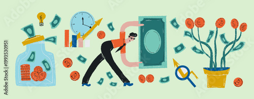 Hand Drawn Vector Finance Concepts and Business Icons Set