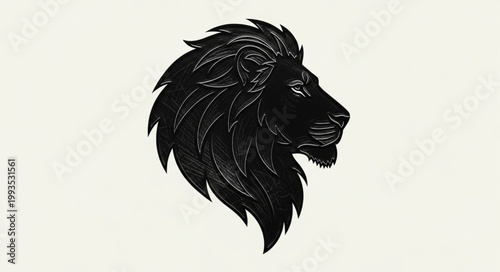 Black lion head silhouette profile illustration.