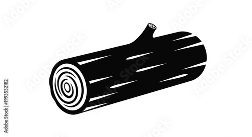 A dark solid log rests horizontally showcasing a striking black silhouette