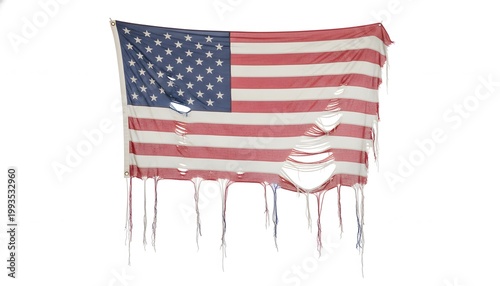 Worn American Flag Draped Tattered Cloth