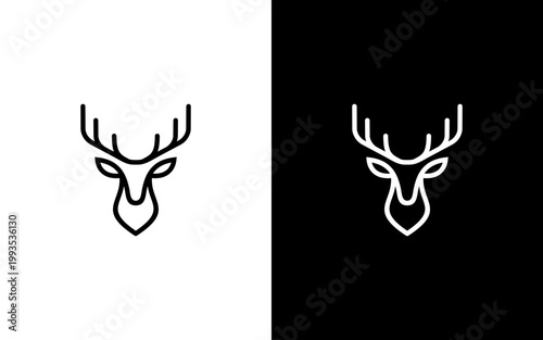 Tableau sur toile Minimalist Monoline Deer Head Stag Logo Design