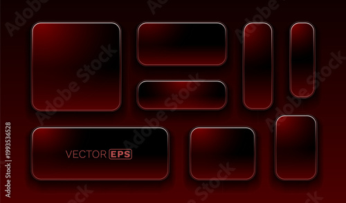 Sleek red glowing UI elements and buttons collection.