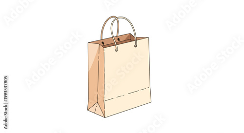 Realistic illustration of a plain brown paper shopping bag with handles used for retail or grocery packaging.