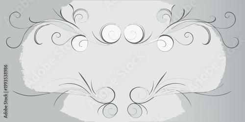 Elegant grayscale swirls and flourishes forming a decorative frame design