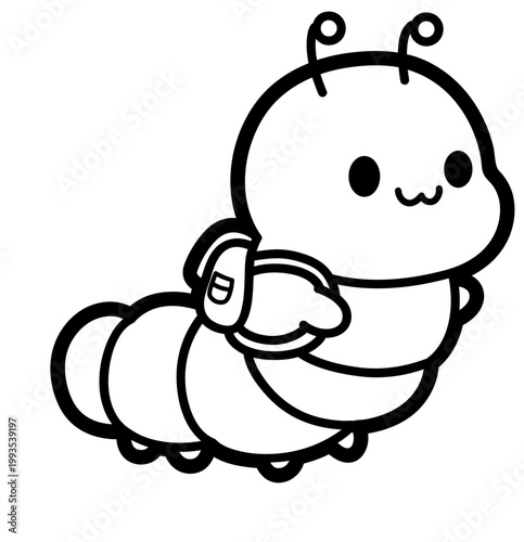 Cute Kawaii Caterpillar Character Clipart for Stickers, Kids Products, Nursery Design, Cricut