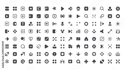 Set of 100 Minimal Black Interface Icons Vector