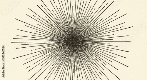 Abstract radial burst of thin lines emanating from a dark center.